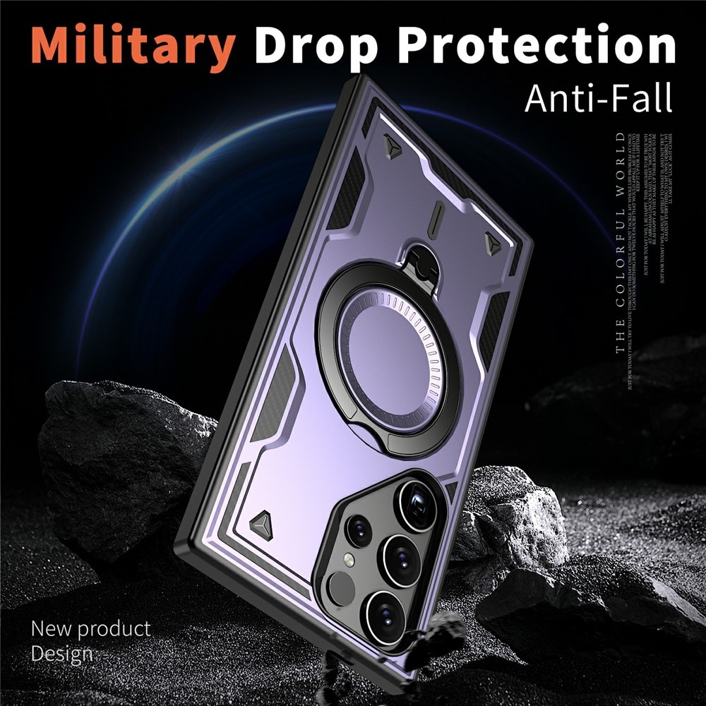 Husa military armour cu inel metalic, ALC MOBILE, compatibila cu Samsung Galaxy S25 Ultra, Mov