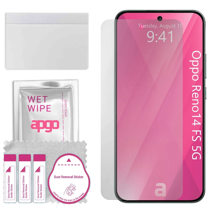 Folie de protectie apgo pentru Oppo Reno14 FS 5G – afisare completa, lucioasa, hidrogel, full glue, 5D