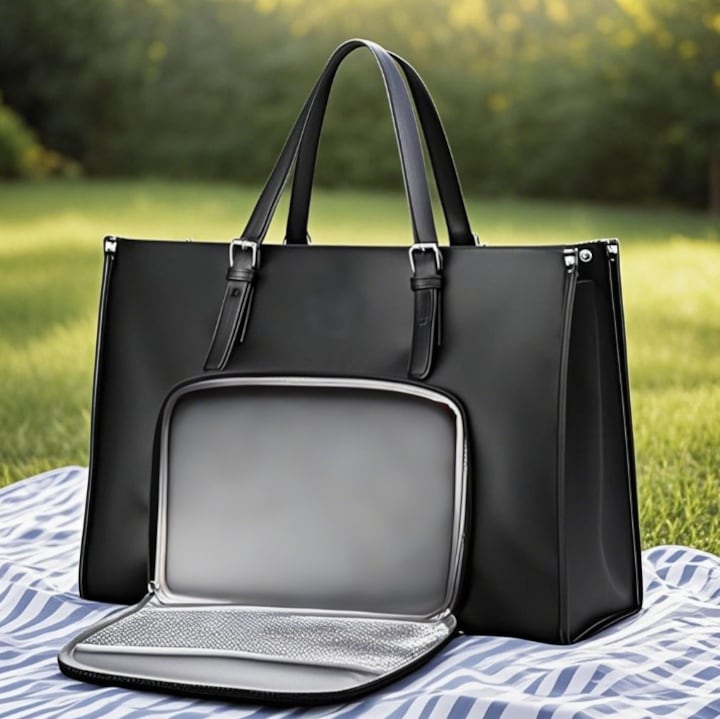 Geanta laptop cu cutie de pranz izolata, 15.6 inch, neagra
