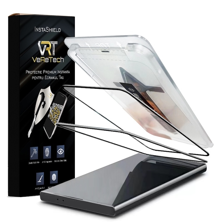 Folie de Protectie Clear, InstaShield by VeReTech pentru Samsung Galaxy S24 Plus/ S25 Plus, cu Kit de Aplicare Instanta si Functie Automata de Indepartare a Prafului, din Sticla Securizata 9H+, Claritate Super HD, Tratament Electronic Oleofobic