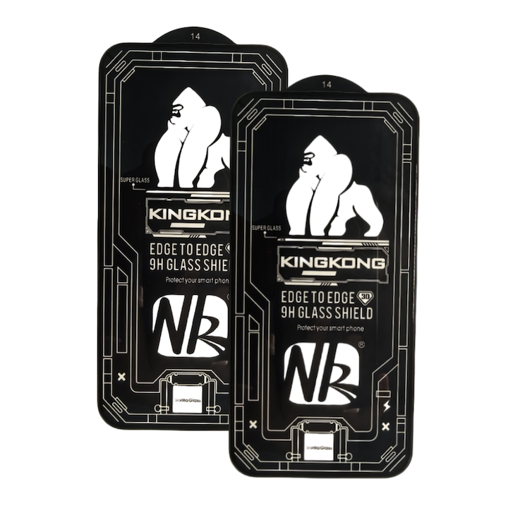 Set 2 folii protectie telefon, Kingkong, Sticla securizata, 9H, Pentru iPhone 14