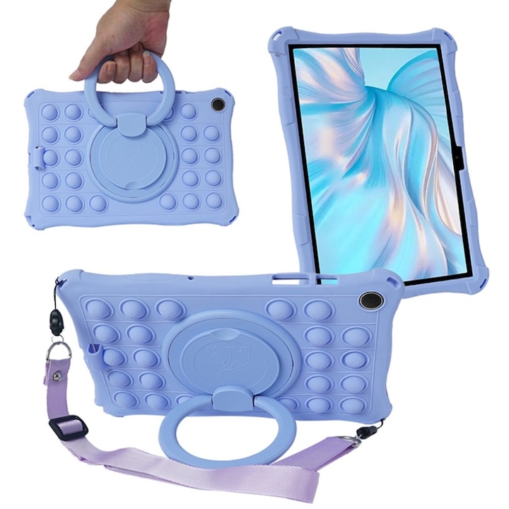 Husa tablete XGSM Bubble pentru Samsung Galaxy Tab A9+, antistres, fiolet, functie stand