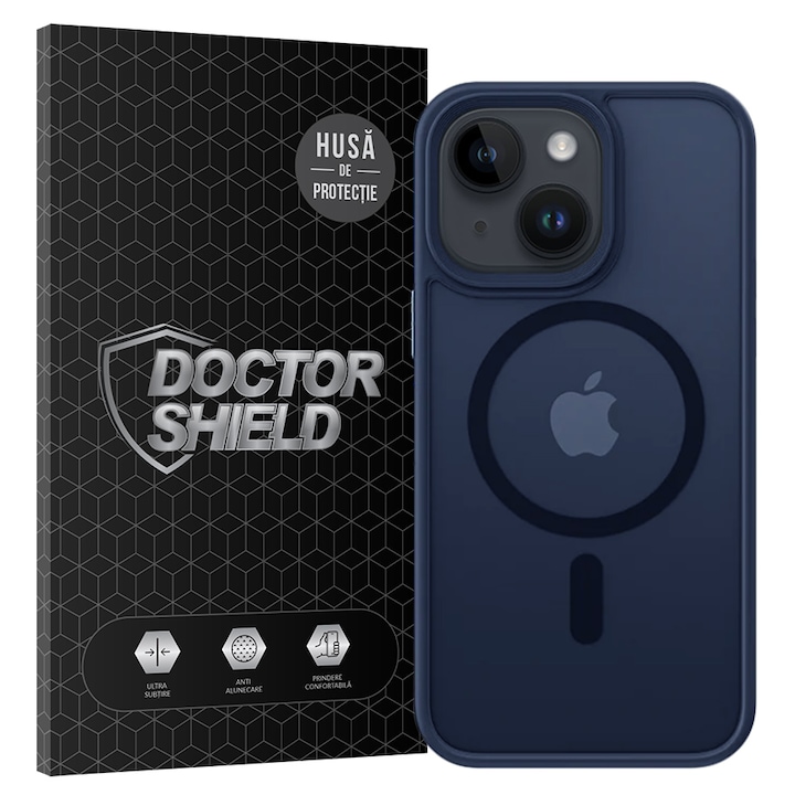 Husa de Protectie, Compatibila Apple iPhone 14 Plus, Doctor Shield Fantom, MagSafe - Albastru