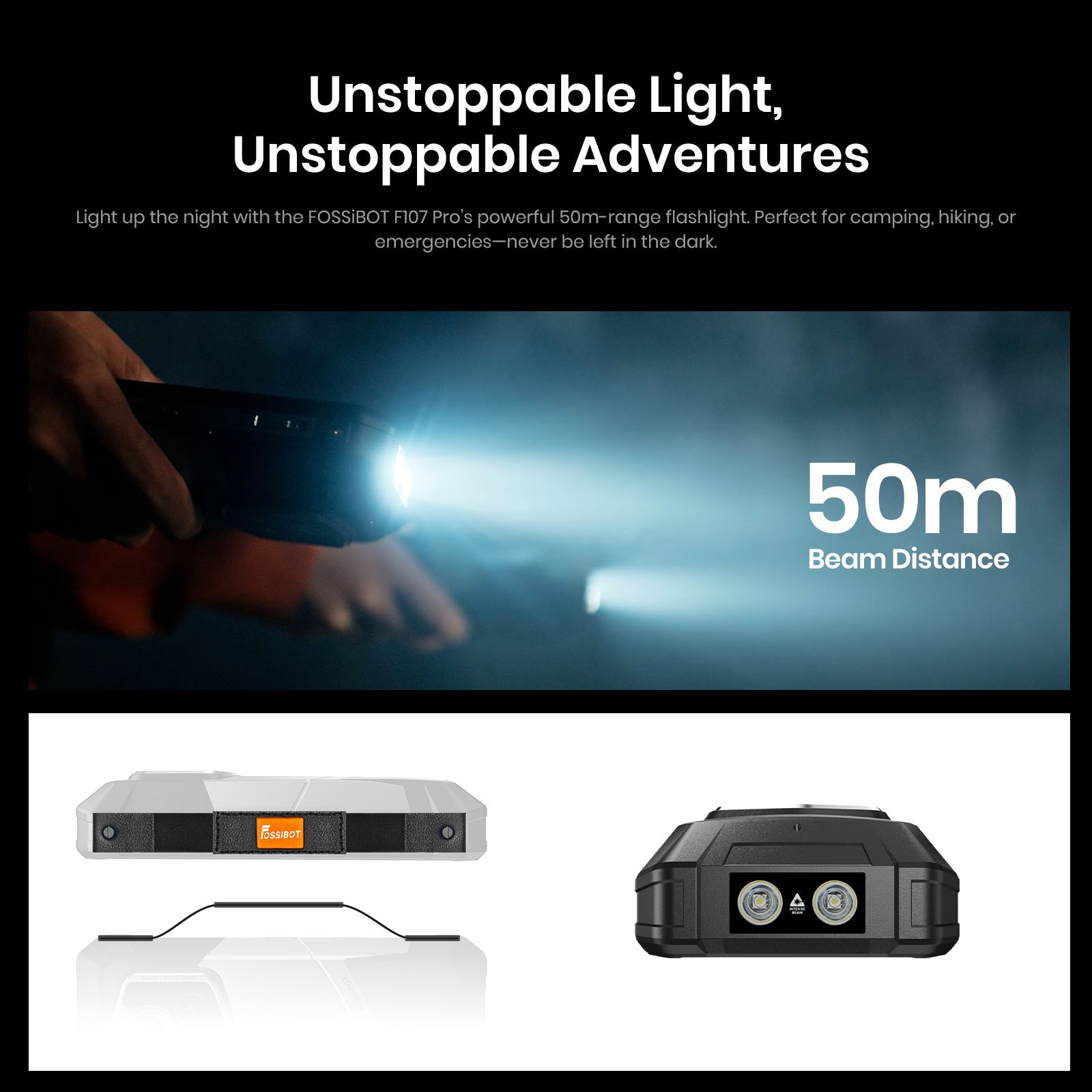 Telefon mobil FOSSiBOT F107 Pro, 6.95-inch, Baterie 28000mAh, 5G, Android 15, 30GB RAM(12GB+extindere pana la 18 GB)+512GB ROM, 200MP+32MP, Rezistent la praf/Impermeabil/Rezistent la caderi, Pentru camping, calatorii, Negru