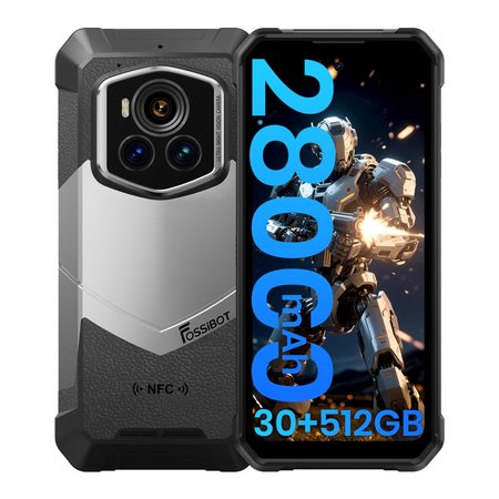 Telefon mobil FOSSiBOT F107 Pro, 6.95-inch, Baterie 28000mAh, 5G, Android 15, 30GB RAM(12GB+extindere pana la 18 GB)+512GB ROM, 200MP+32MP, Rezistent la praf/Impermeabil/Rezistent la caderi, Pentru camping, calatorii, Negru