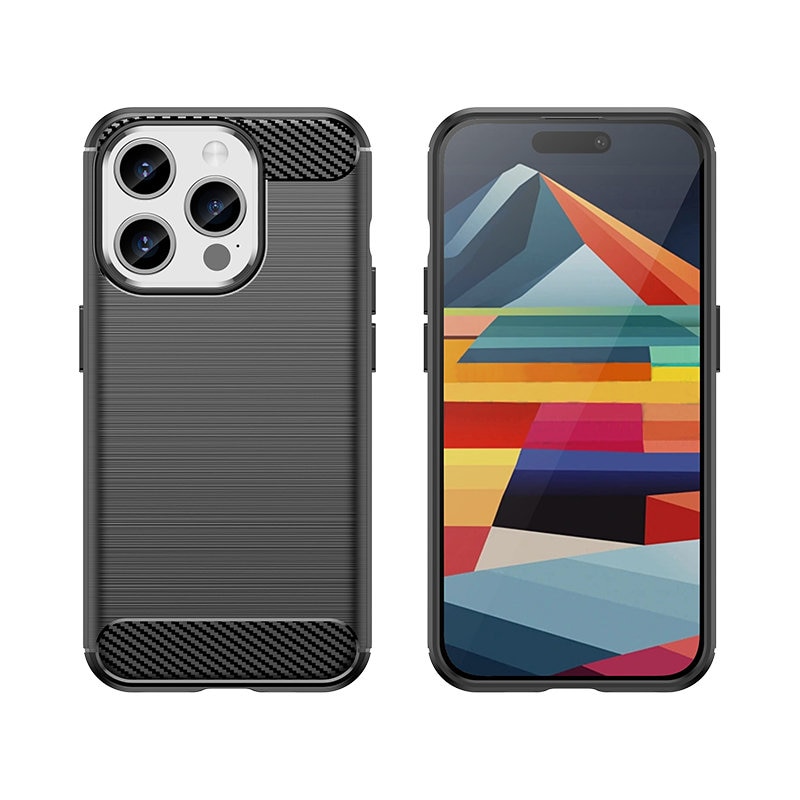 Carcasa Flexible Carbon compatibila cu iPhone 15 Pro Black