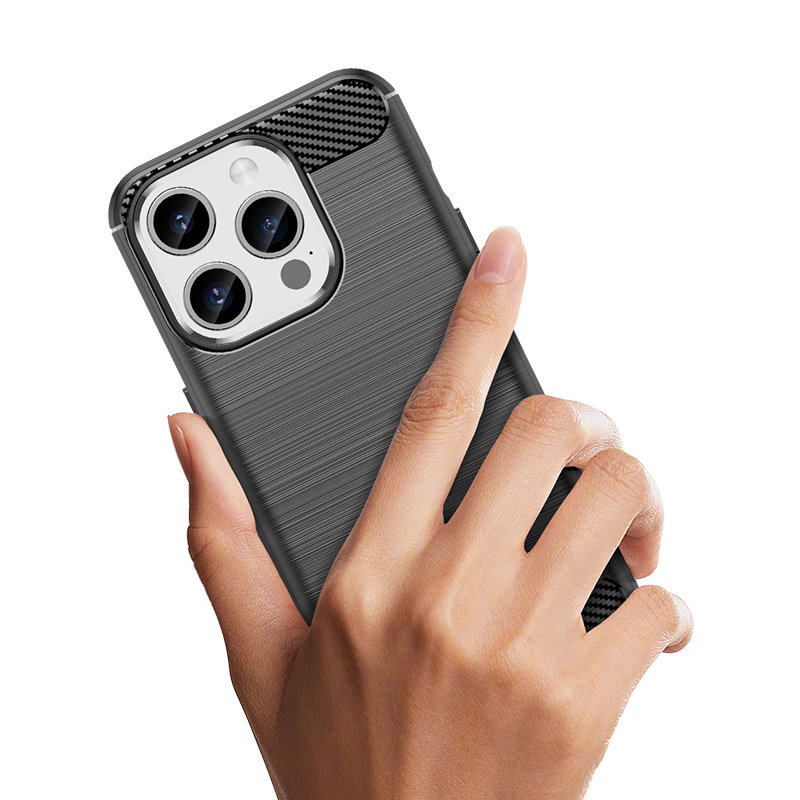 Carcasa Flexible Carbon compatibila cu iPhone 15 Pro Black