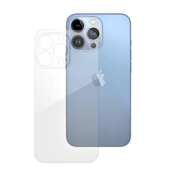 Folie de protectie transparenta compatibila cu Apple iPhone 15 Pro, Spate, HQClear, Regenerabila, silicon