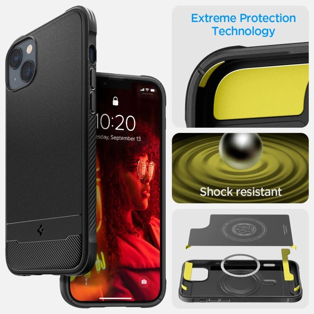 Carcasa Spigen Rugged Armor MagSafe compatibila cu iPhone 14 Matte Black