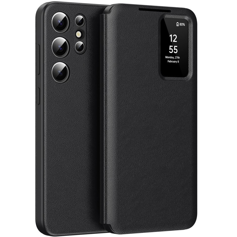 Husa telefon, compatibil cu Samsung Galaxy S22 Ultra, XGSM Smart View, neagra