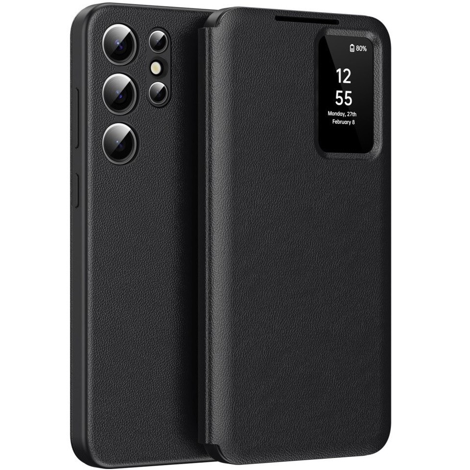 Husa telefon, compatibil cu Samsung Galaxy S22 Ultra, XGSM Smart View, neagra