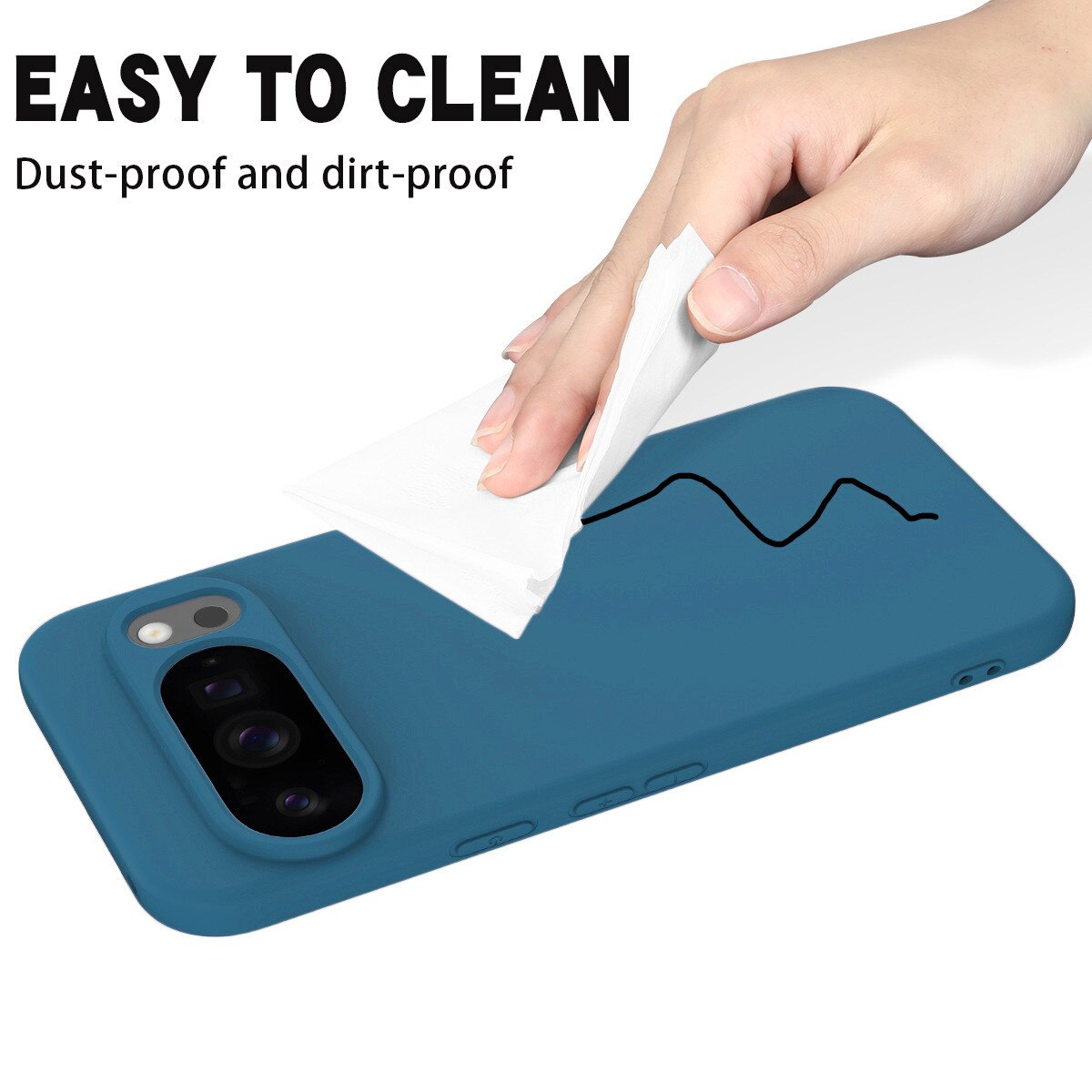 HCarcasa pentru Google Pixel 10 PRO XL, Bumper din Cauciuc Lichid Siliconic, Cuseta, Ultra Subtire, Rezistenta la Socuri, Protectoare Antizgarieturi-albastru inchis