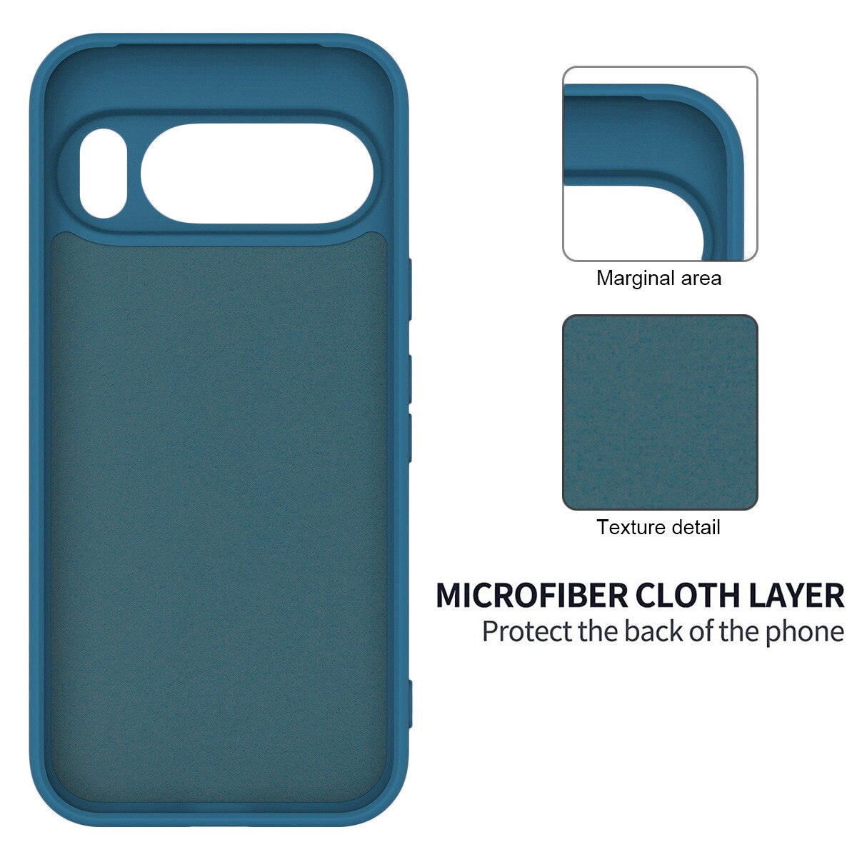 HCarcasa pentru Google Pixel 10 PRO XL, Bumper din Cauciuc Lichid Siliconic, Cuseta, Ultra Subtire, Rezistenta la Socuri, Protectoare Antizgarieturi-albastru inchis