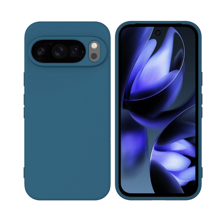 HCarcasa pentru Google Pixel 10 PRO XL, Bumper din Cauciuc Lichid Siliconic, Cuseta, Ultra Subtire, Rezistenta la Socuri, Protectoare Antizgarieturi-albastru inchis
