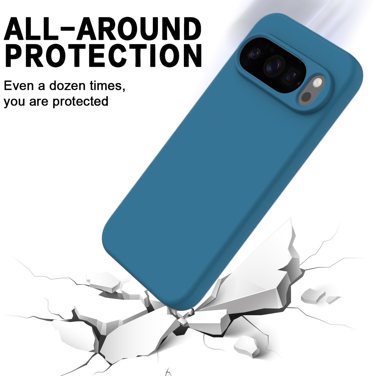HCarcasa pentru Google Pixel 10 PRO XL, Bumper din Cauciuc Lichid Siliconic, Cuseta, Ultra Subtire, Rezistenta la Socuri, Protectoare Antizgarieturi-albastru inchis