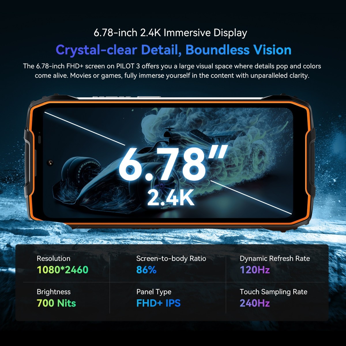 Telefon mobil Blackview Pilot 3, 5G, 36GB Ram(12GB + 24GB / 2T), 256GB, 8 nuclee, 6.78'' HD+, Android 15, 7500mAh, 120Hz, 1080*2460, 50MP Camera Octa Core, Fingerprint/3.5mm Jack/GPS, Negru