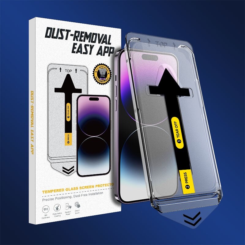 Folie sticla privacy pentru iPhone 13/13 Pro/14, 6.1", cu dispozitiv de instalare rapida si usoara, duritate 9H, precizie 1:1, sticla securizata, protectie telefon