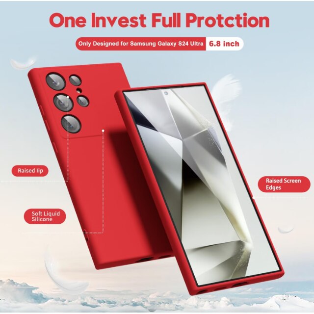 Husa telefon compatibila cu Samsung Galaxy S25 Ultra, Anti-Soc, Protectie camera, Microfibra interior ( catifea ), Margini Ridicate pentru Protectia Ecranului, Rosu