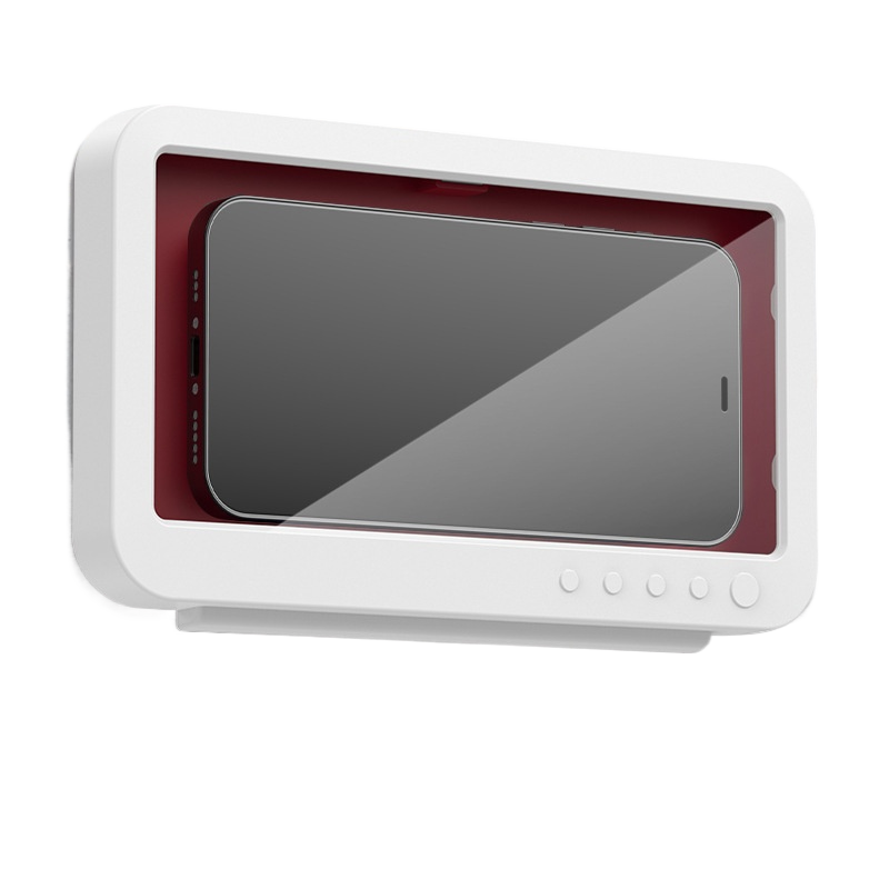 Suport telefon mobil pentru dus, rotativ la 360°, rezistent la apa, pentru telefoane sub 7 inch- Alb