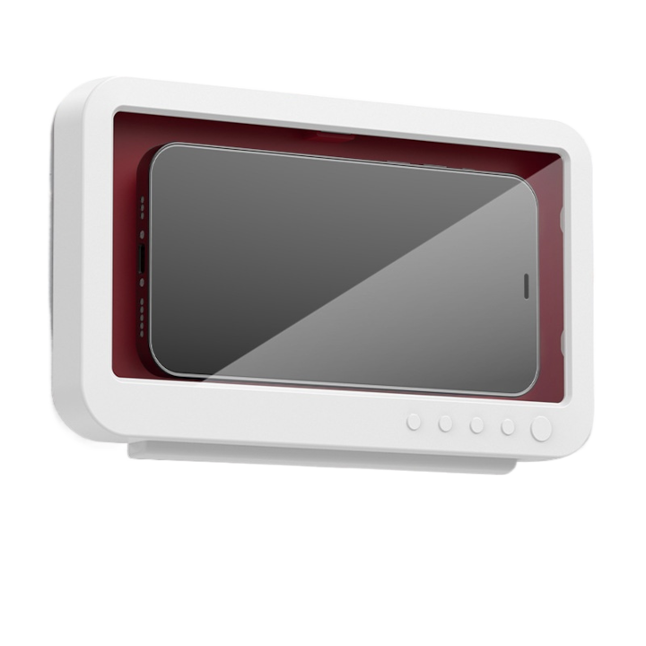 Suport telefon mobil pentru dus, rotativ la 360°, rezistent la apa, pentru telefoane sub 7 inch- Alb