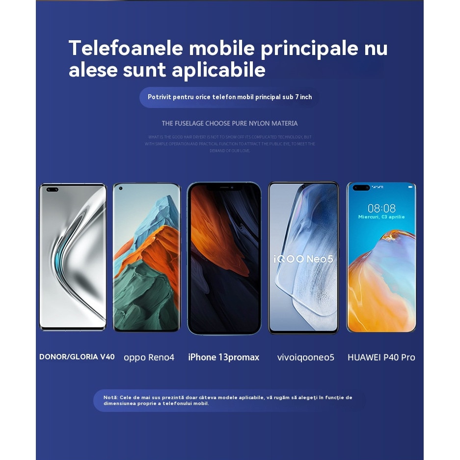 Suport telefon mobil pentru dus, rotativ la 360°, rezistent la apa, pentru telefoane sub 7 inch- Alb