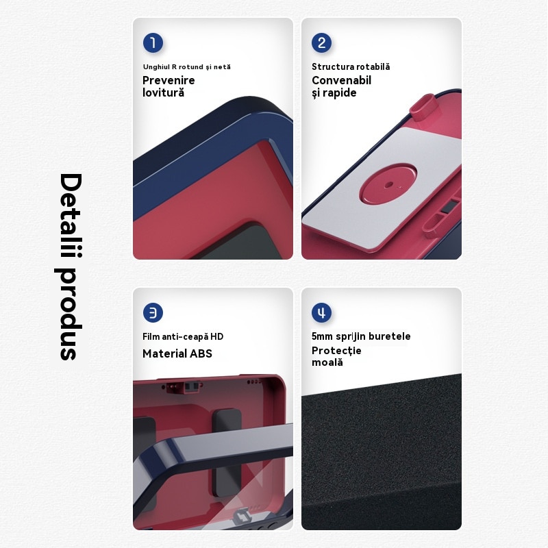 Suport telefon mobil pentru dus, rotativ la 360°, rezistent la apa, pentru telefoane sub 7 inch- Alb
