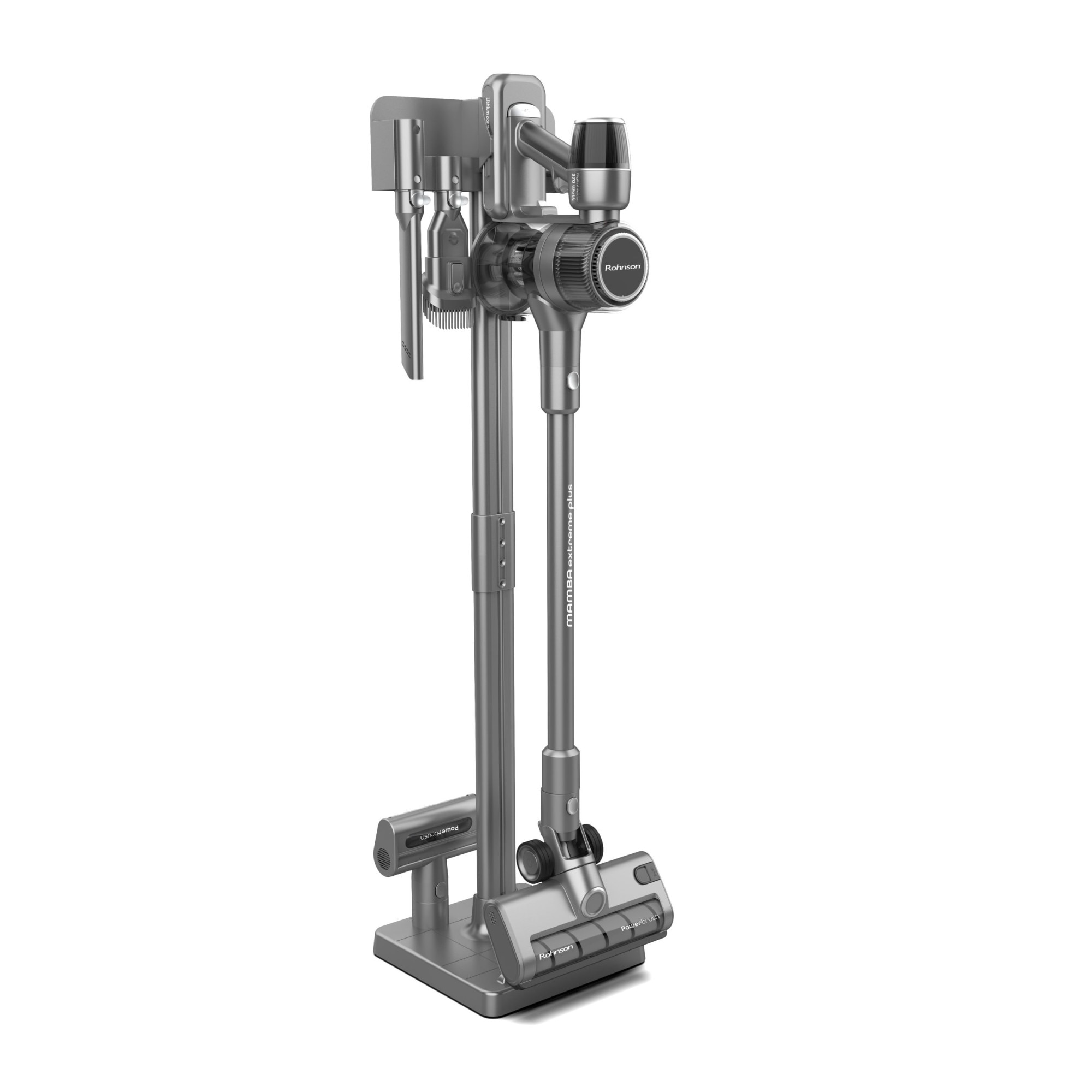 Aspirator vertical 2 in 1, Rohnson Mamba Extreme Plus M7, 370 W, 25.2 V, 2500 mAh, 80 dB, cyclone, 0.5 L, 29 kPa, autonomie 55 min