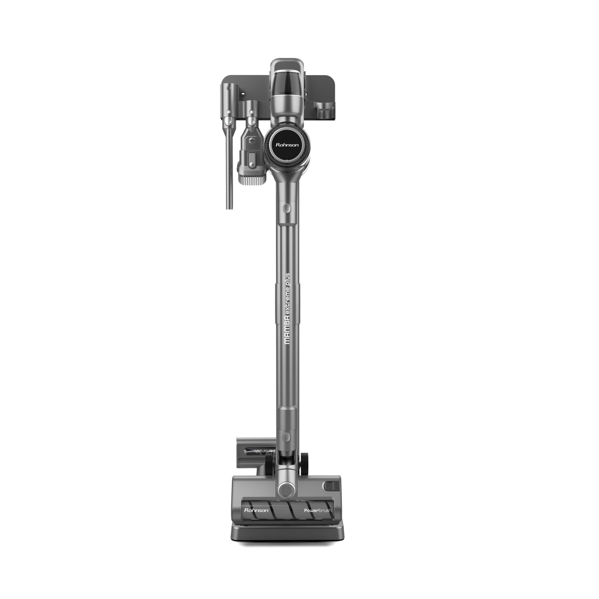 Aspirator vertical 2 in 1, Rohnson Mamba Extreme Plus M7, 370 W, 25.2 V, 2500 mAh, 80 dB, cyclone, 0.5 L, 29 kPa, autonomie 55 min