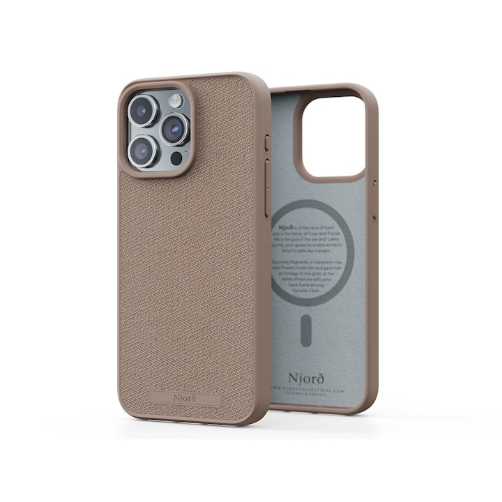 Carcasa Protectie Spate Njord Colectia Fabric Cu Magsafe Campatibil Cu iPhone 15 Pro Max - Roz