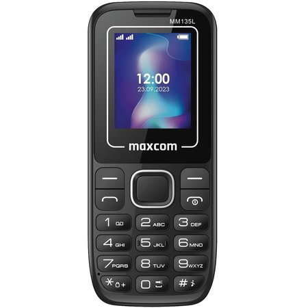 Telefon Mobil idealSTORE Maxcom MM135L, 2G, Dual SIM, Ecran de 1.77 inchi, Recomandat pentru Utilizatorii Seniori, Incarcare la port USB-C, Design Ergonomic, Contine Cartela SIM cu Beneficii Incluse, Culoare Negru