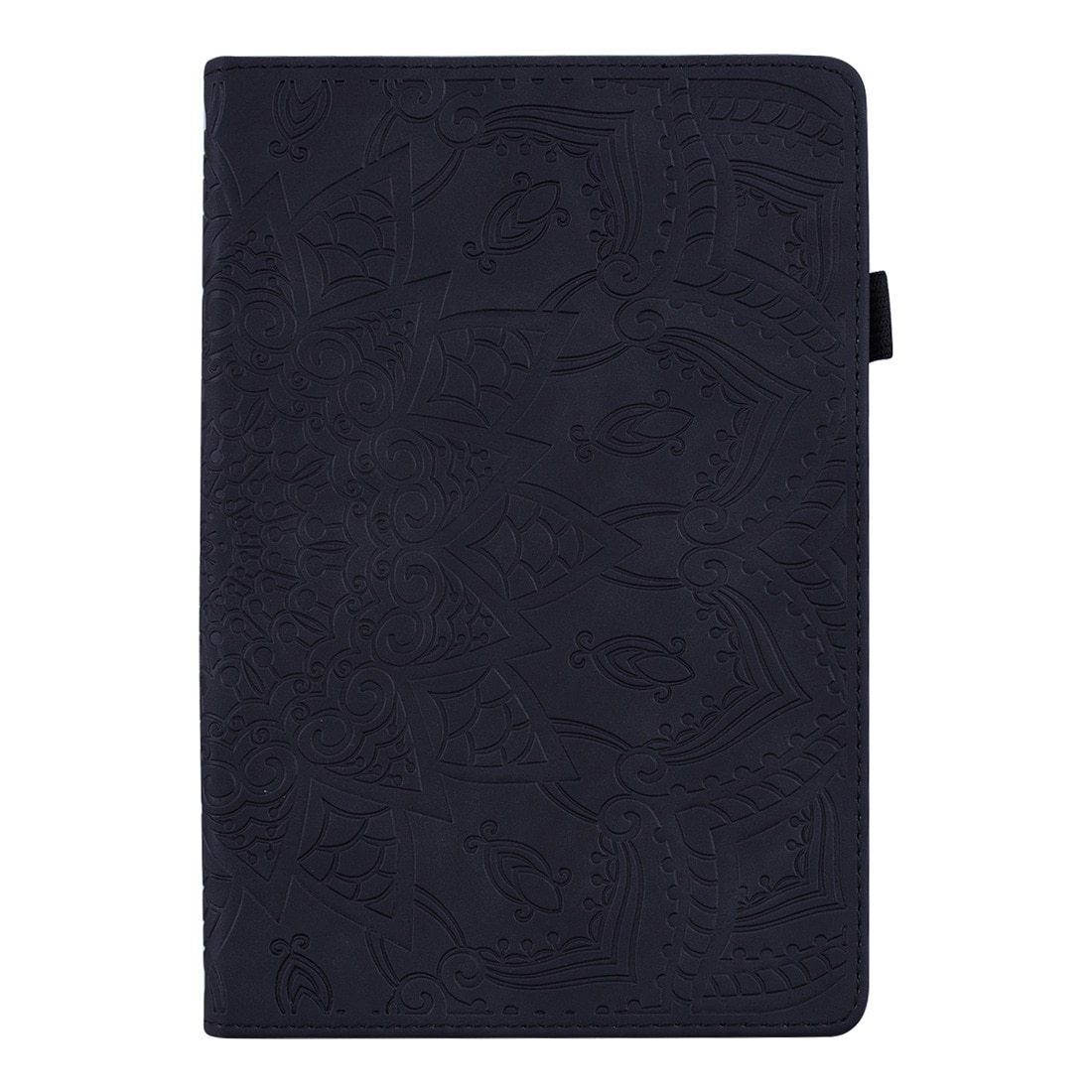 Husa tableta pentru Amazon Fire HD 8 (2020), textura de caprarie gravata, tip carte cu suport si sloturi pentru carduri si cadru foto (negru)