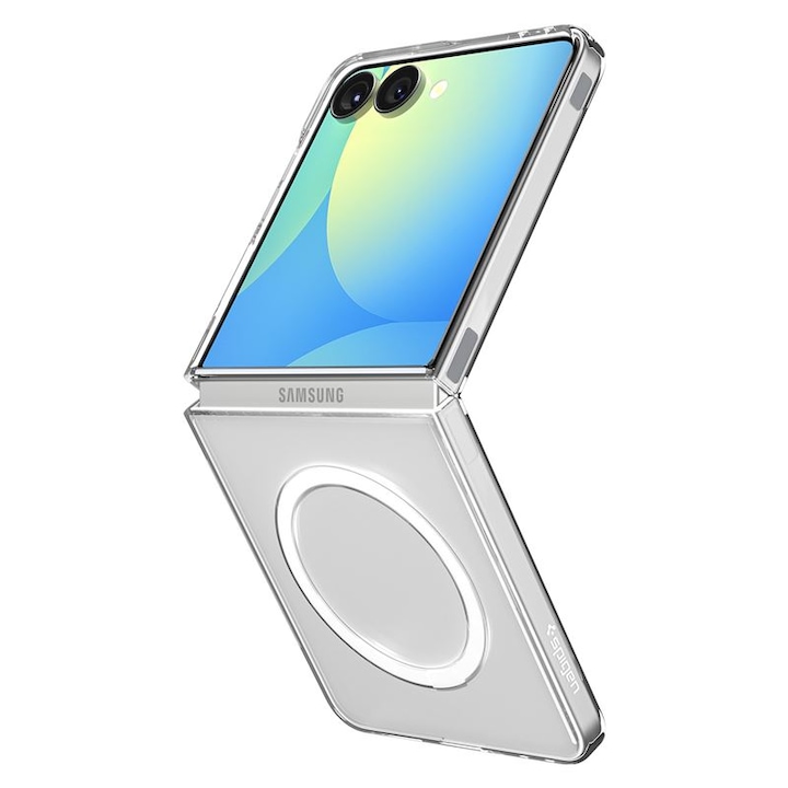 Carcasa Spigen Air Skin cu MagSafe, compatibila cu Samsung Galaxy Z Flip 7, Alb / Transparent