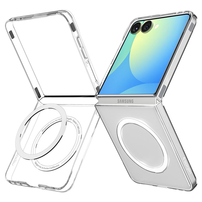Carcasa Spigen Air Skin cu MagSafe, compatibila cu Samsung Galaxy Z Flip 7, Alb / Transparent