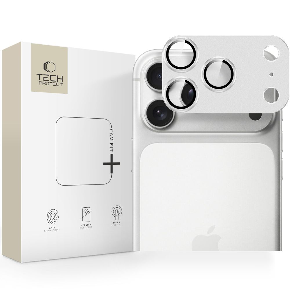 Folie protectie camera foto Tech-Protect CamAlloy Fit Plus compatibila cu iPhone 17 Pro, Silver