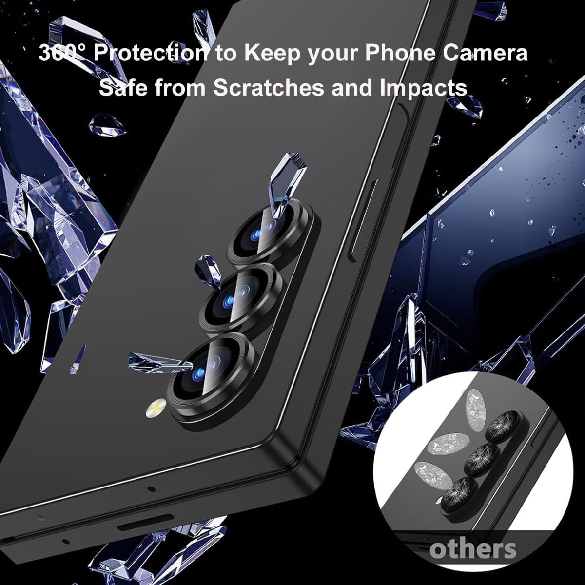 Set 2 folii de protectie pentru camera MDUG, sticla temperata 9H, anti-zgarieturi, negru