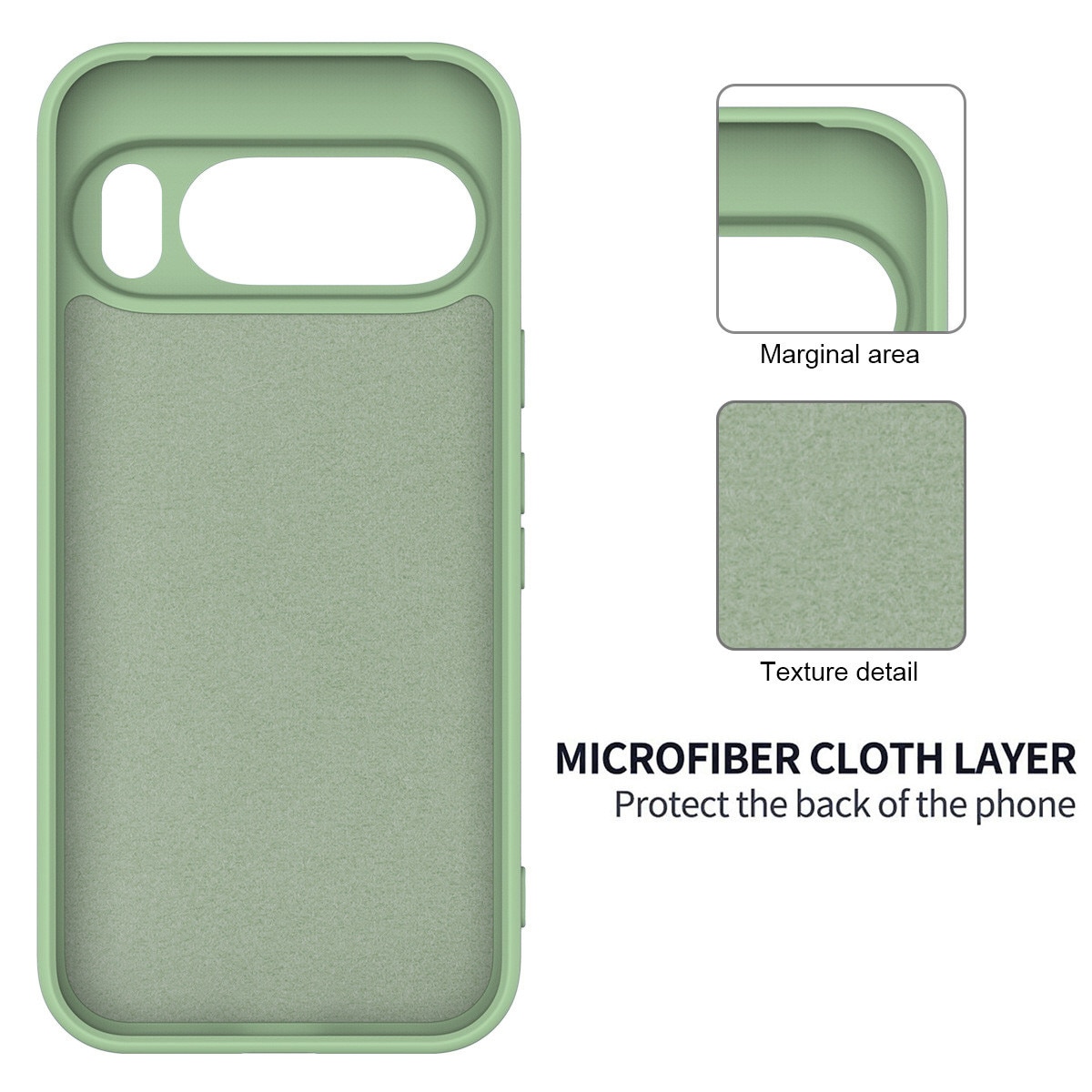 HCarcasa pentru Google Pixel 10 PRO XL, Bumper din Cauciuc Lichid Siliconic, Cuseta, Ultra Subtire, Rezistenta la Socuri, Protectoare Antizgarieturi- verde pastel