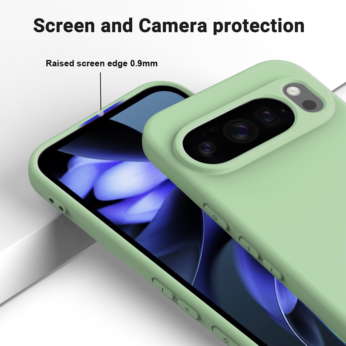 HCarcasa pentru Google Pixel 10 PRO XL, Bumper din Cauciuc Lichid Siliconic, Cuseta, Ultra Subtire, Rezistenta la Socuri, Protectoare Antizgarieturi- verde pastel