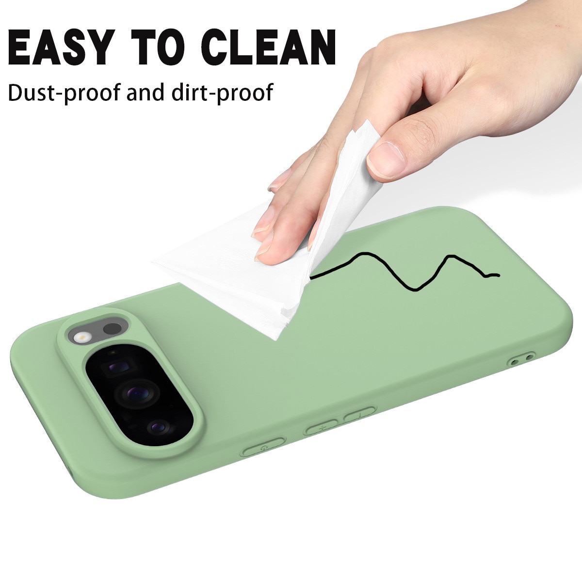 HCarcasa pentru Google Pixel 10 PRO XL, Bumper din Cauciuc Lichid Siliconic, Cuseta, Ultra Subtire, Rezistenta la Socuri, Protectoare Antizgarieturi- verde pastel