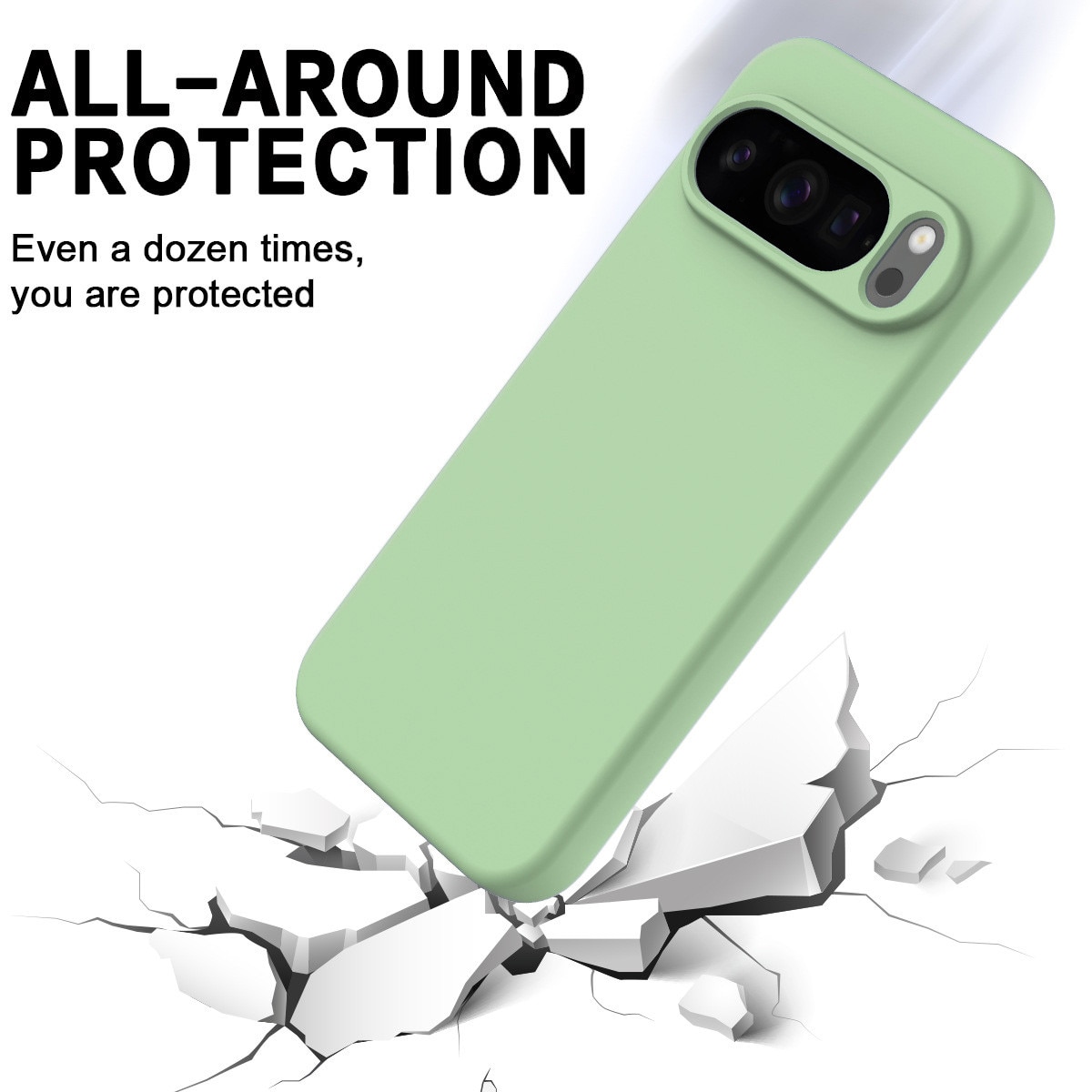 HCarcasa pentru Google Pixel 10 PRO XL, Bumper din Cauciuc Lichid Siliconic, Cuseta, Ultra Subtire, Rezistenta la Socuri, Protectoare Antizgarieturi- verde pastel