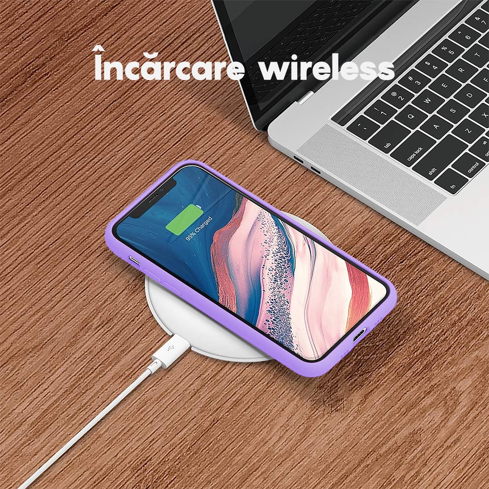 Husa CASEY STUDIOS™ compatibila cu iPhone 11 Pro Max, Soft Silicone Premium, Microfibra in Interior, Light Lilac, de Protectie, Ultra Slim, pentru Incarcare Wireless, Margini Ridicate de Protectia Ecranului si a Camerelor