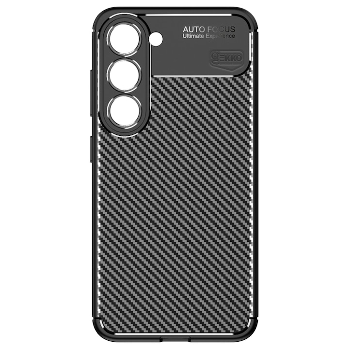 Husa pentru Samsung Galaxy A55, Silicon antisoc, Carbon Fiber AutoFocus, cu decupaje camere, Neagra