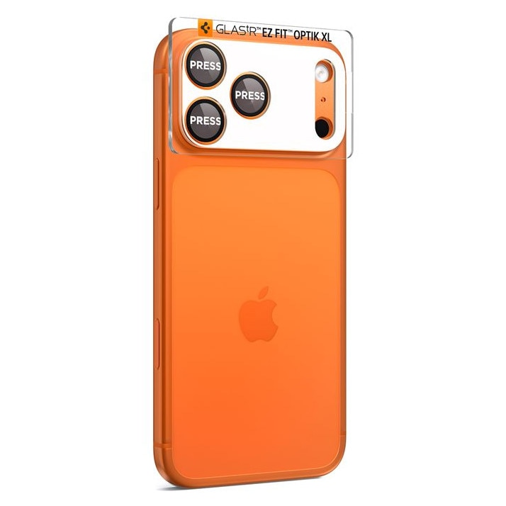 Folie sticla camera foto Spigen Glass tR EZ Fit Optik Pro XL compatibila cu iPhone 17 Pro Max, Portocaliu