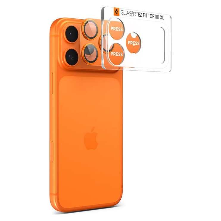 Folie sticla camera foto Spigen Glass tR EZ Fit Optik Pro XL compatibila cu iPhone 17 Pro Max, Portocaliu