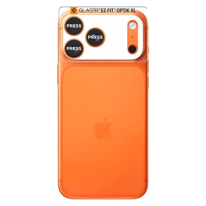 Folie sticla camera foto Spigen Glass tR EZ Fit Optik Pro XL compatibila cu iPhone 17 Pro Max, Portocaliu