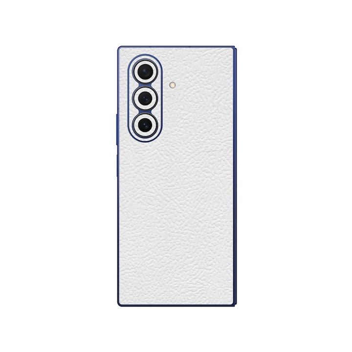 Folie iSkinz pentru Samsung Galaxy Z Fold7 - Piele Alba, 360 Cut, Skin Adeziv, Protectie Carcasa Spate si Laterale