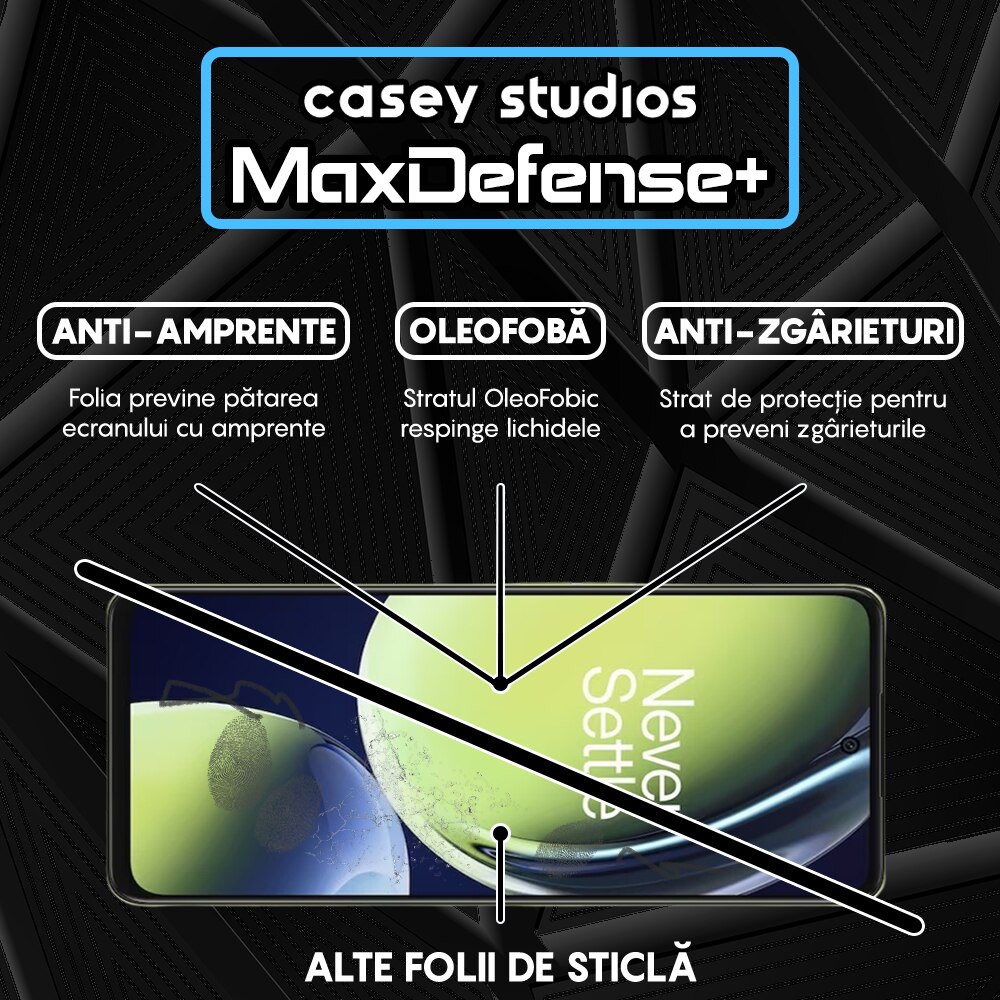 Folie Sticla CASEY STUDIOS™ compatibila cu OnePlus Nord CE3, Full Cover 3D, Full Glue, Duritate Militara, Ultra HD, Anti Zgarieturi, Anti Amprente, Anti Socuri, Margini Negre