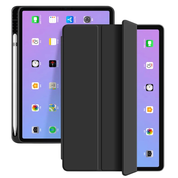 Husa Tableta FlexPro pentru Apple iPad Air 10.5 (2019), Protectie Completa, Functie Stand, Suport Creion, Negru
