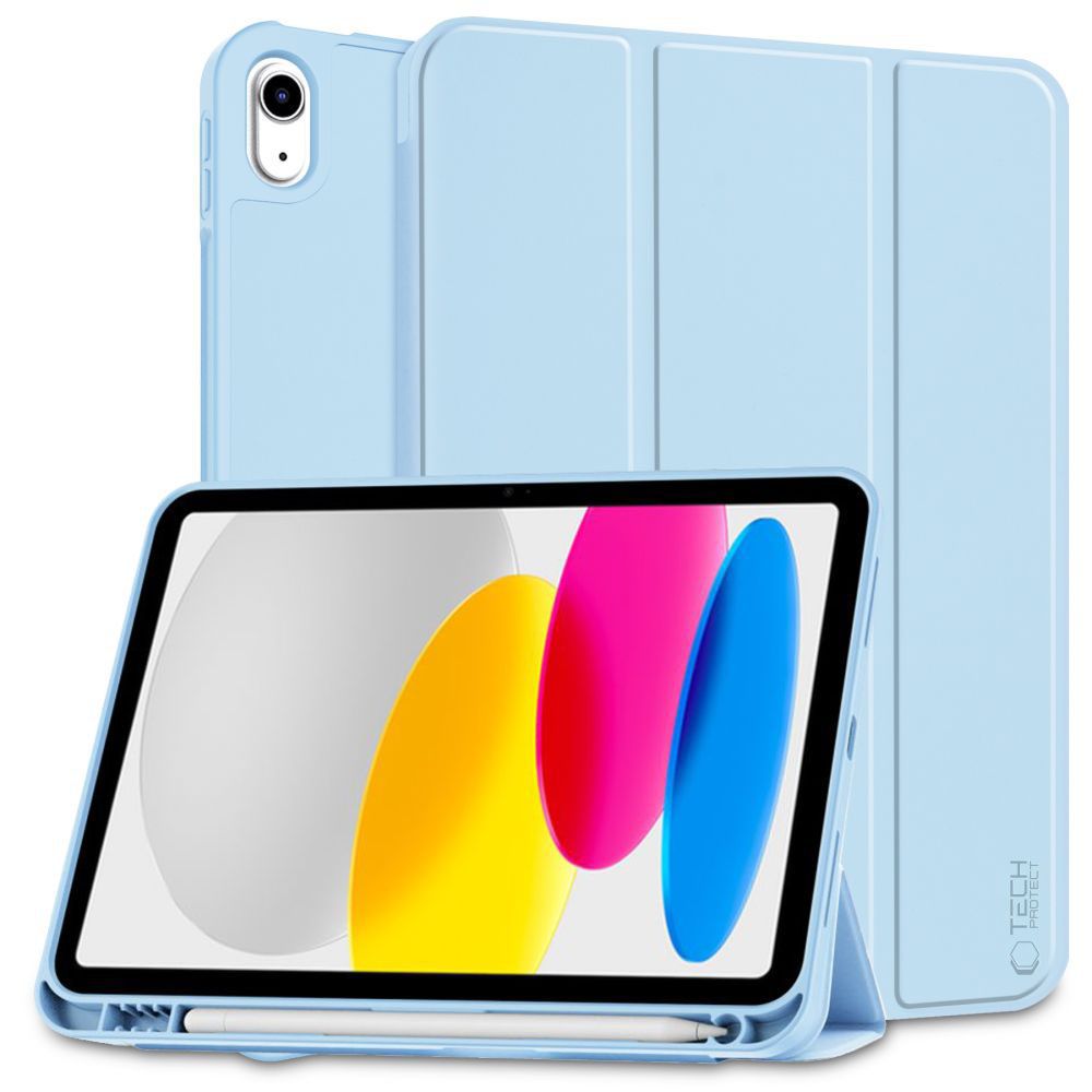 Husă inteligentă compatibilă cu tableta iPad 2025 de 11 inch (iPad 11) - albastru deschis, cu suport pentru stylus