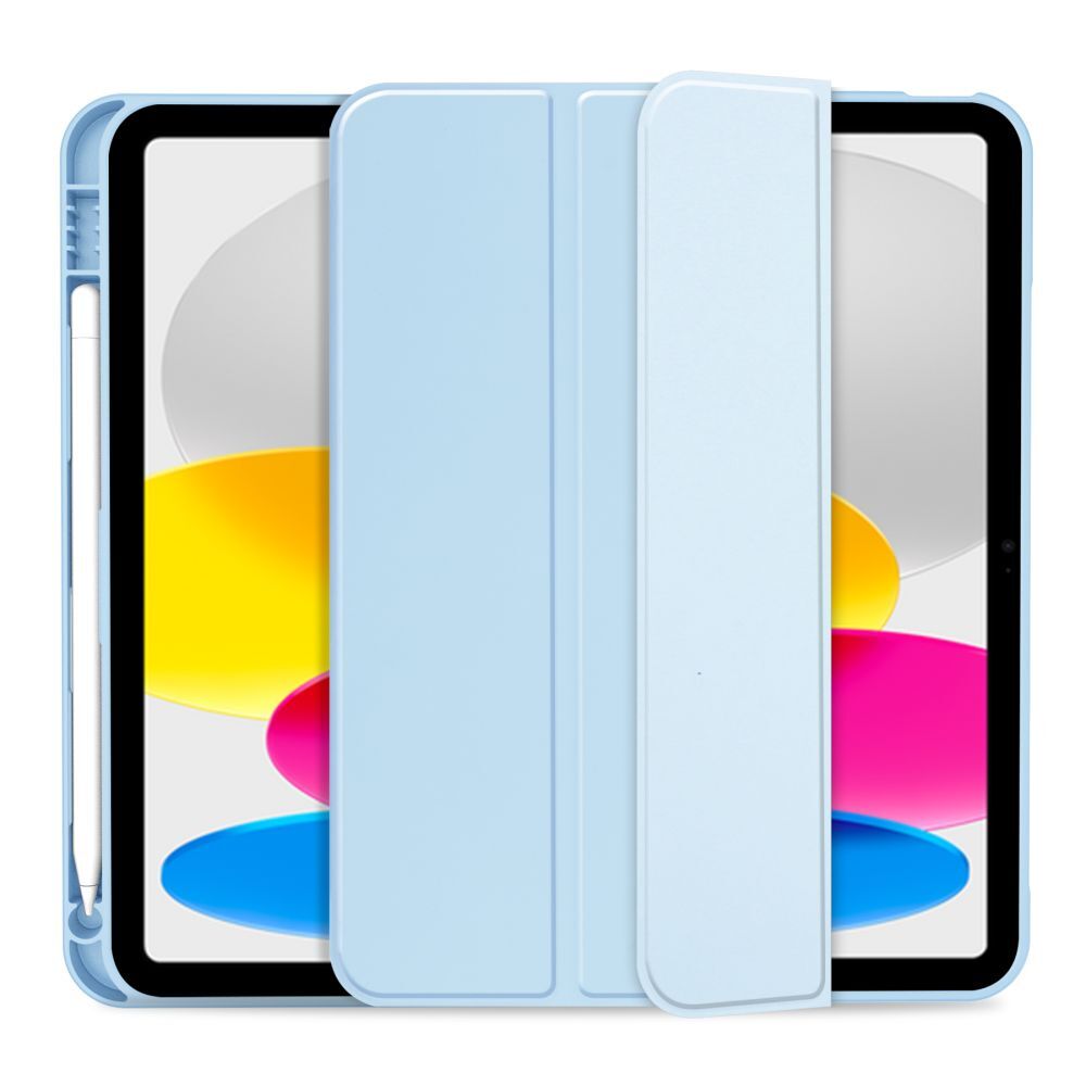 Husă inteligentă compatibilă cu tableta iPad 2025 de 11 inch (iPad 11) - albastru deschis, cu suport pentru stylus