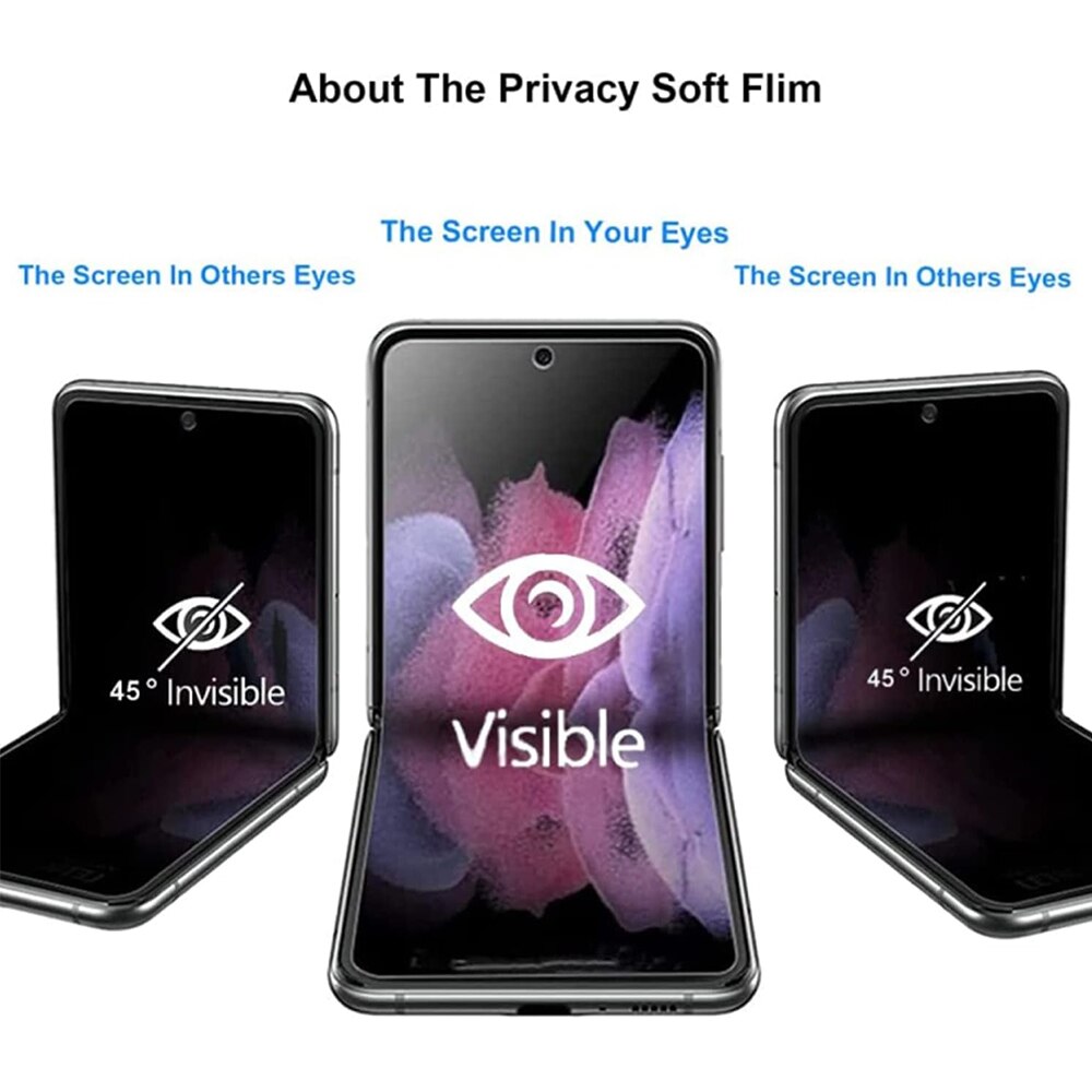 Folie Privacy din Hydrogel Compatibil cu Samsung Galaxy Z Flip 5, Privacy, Anti-spy, Full Screen, Full Cover, HD Clarity, Neagra